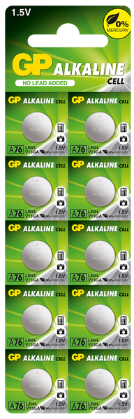 GP Alkaline Button Cell A76F Mercury Free